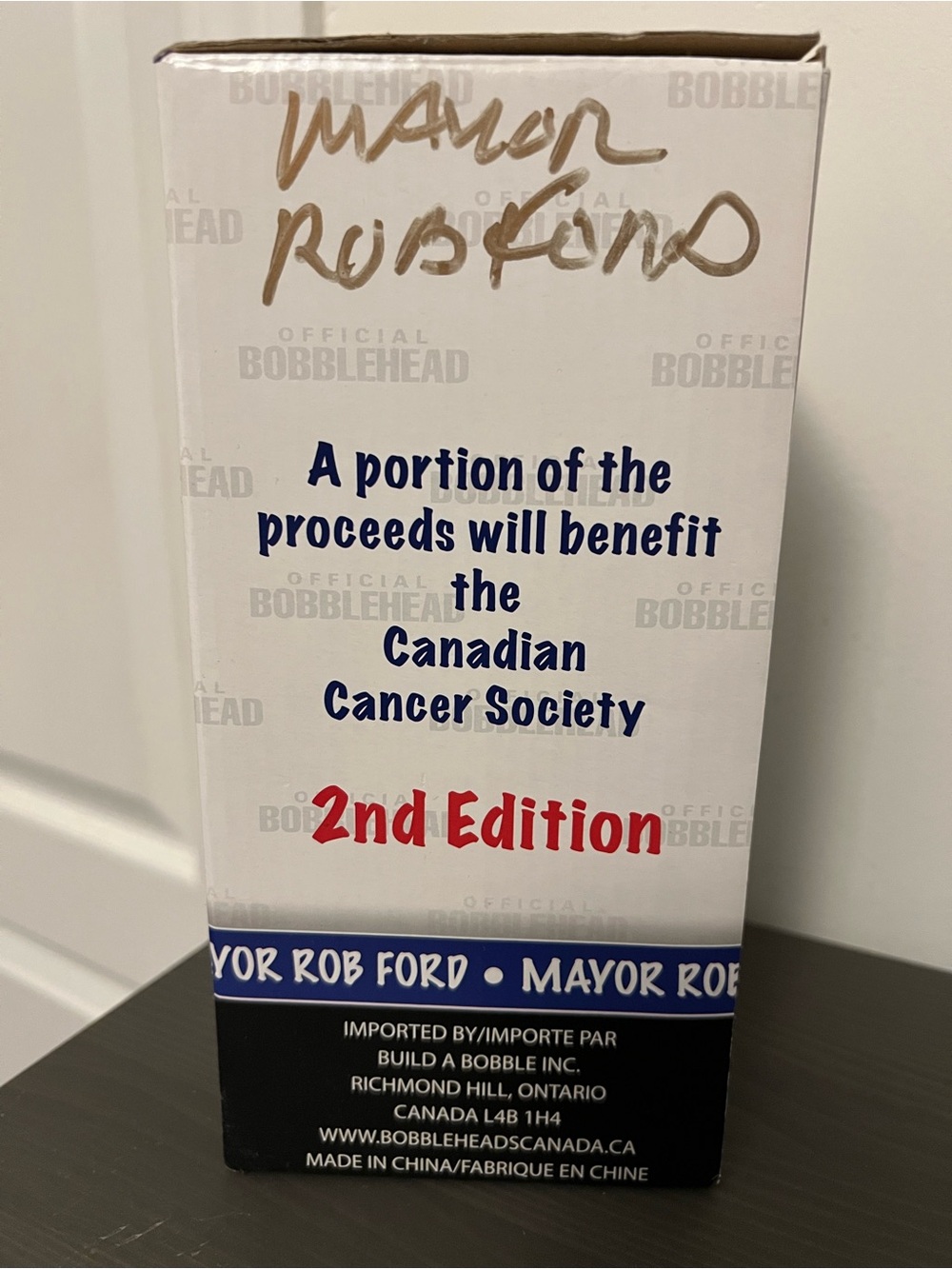 Toronto Mayor Rob Ford Autograph Bobblehead (Signed on Box) or Best Offer - Picture 2 of 5